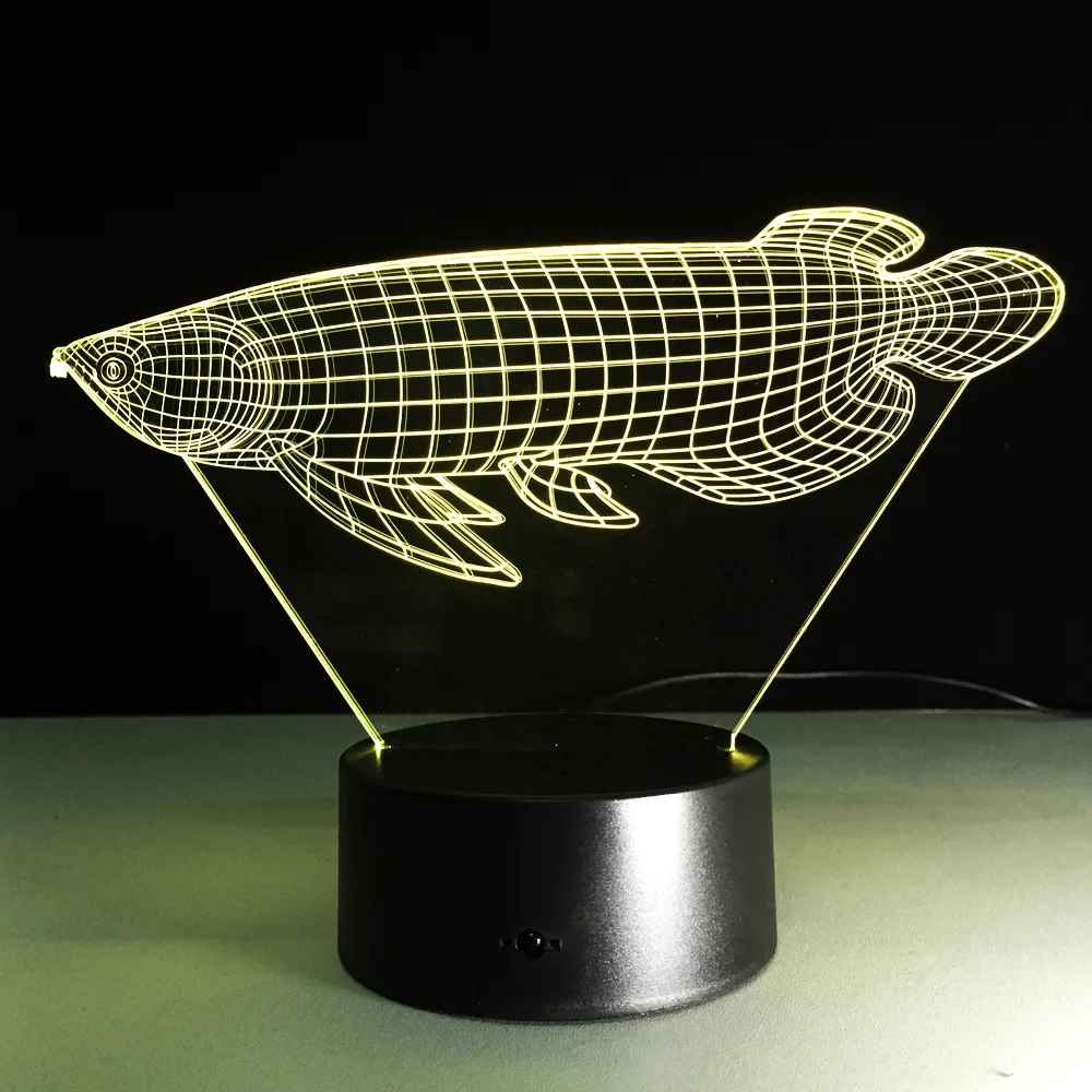 3D имитация РЫБЫ Arowana визуальный светодиодный ночник 7 цветов настольная лампа на
