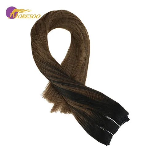Moresoo Flip In Real Remy человеческие волосы для наращивания леска Halo невидимый скрытый секретный вино - Цвет: Ba1B-8