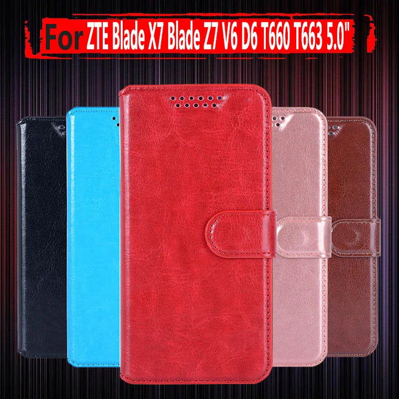 Чехол из искусственной кожи для ZTE Blade D6 V6 чехол X7 Z7 T660 T663 чехол-бумажник с