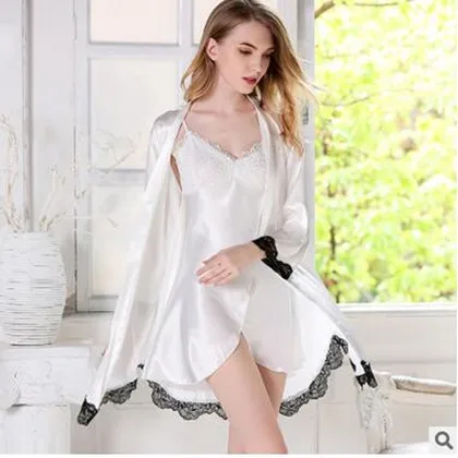 Женский шелковый халат с длинным рукавом новый брендовый пикантный комплект