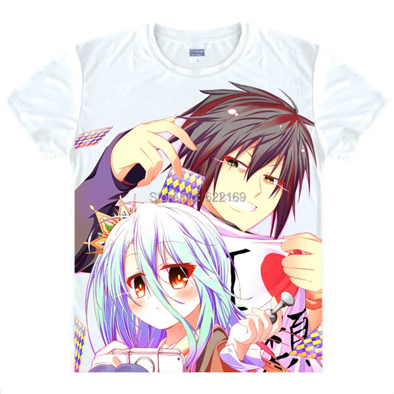 2015 мужская Уникальная футболка с аниме 3d принтом Повседневная NGNL Sora Shiro коротким
