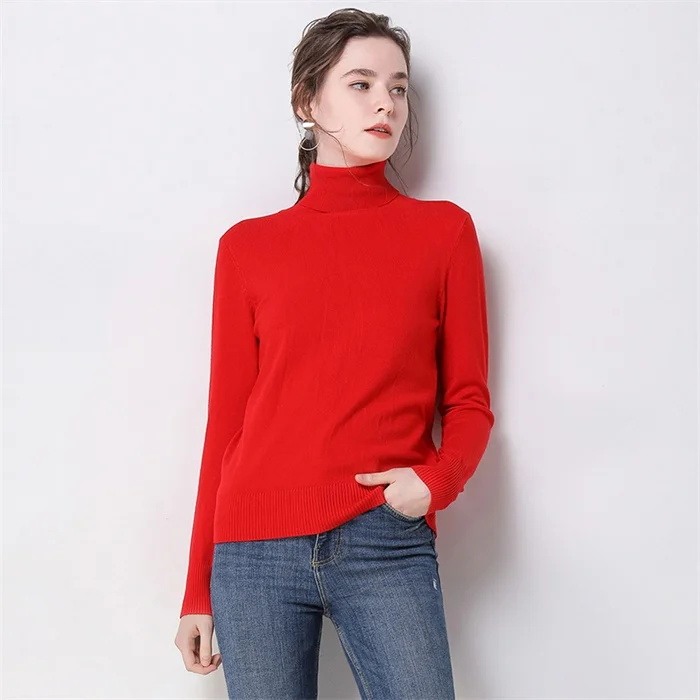 red Autumn Winter sweater women turtleneck cashmere sweater knitted pullover women sweter fashion sweaters new Plus Size tops - Цвет: red