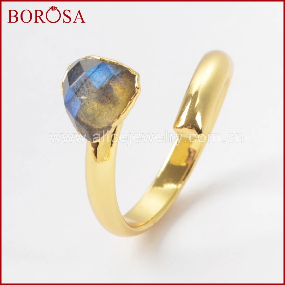 BOROSA Новинка 10 шт. золотого цвета искусственный лабрадорит граненые свадебные