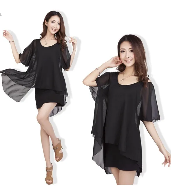 New Women Layered Backless Dress Ladies Short Sleeve Summer Chiffon Plus Size Casual Cotton Mini 22 | Женская одежда