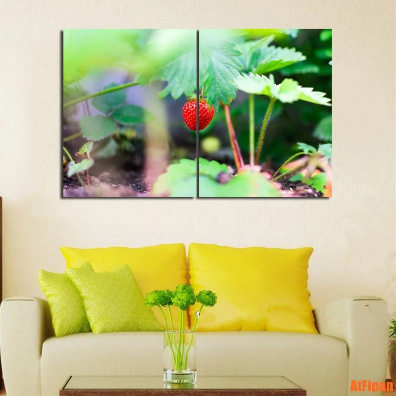 

2 Pieces/Set Painting HD Printing Cute Strawberry Plant Modern Pictures for Living Room Canvas Prints Bedroom Modular Paintings