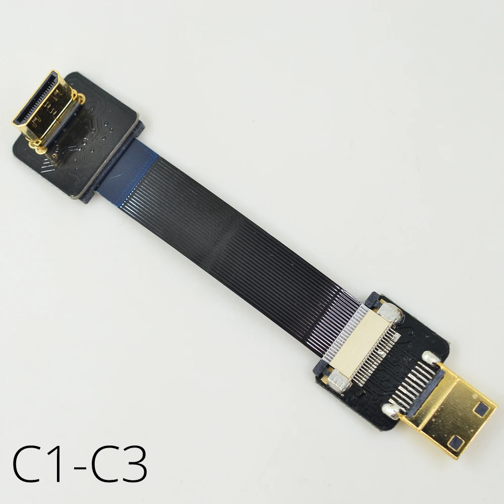 FPV плоский тонкий мини HDMI штекер Fmale кабель MiniHDMI угловой Расширенный для Canon 5D3 5D2