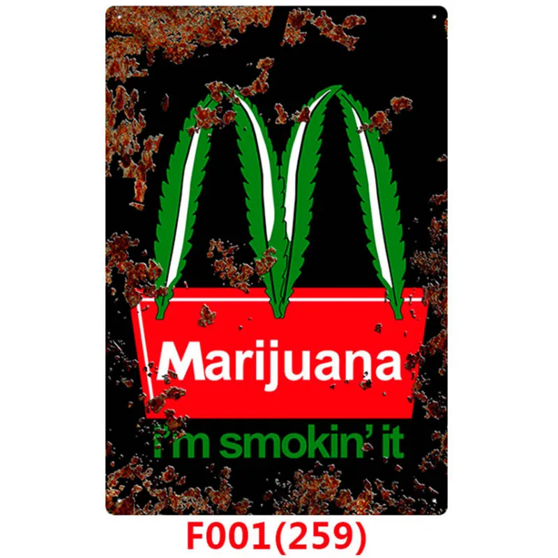 Clear California Weed Retro Metal Tin Signs Poster Marijuana Vintage Tinplate Poster Bar Cafe Wall Decoration Poster 20*30cm - Color: Clear