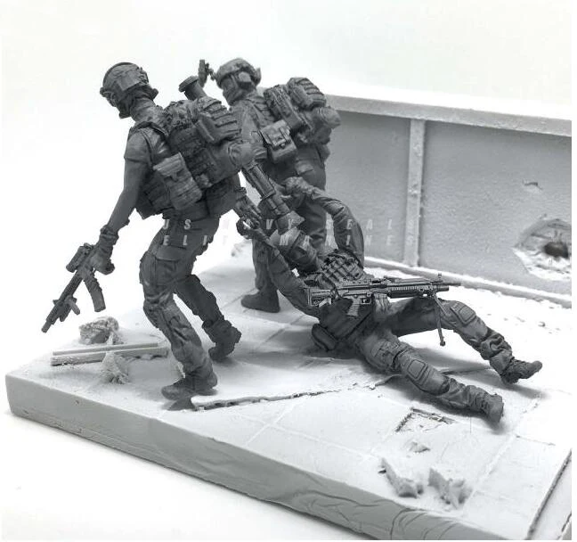 Tobyfancy 1/35 Modern U.S. Navy Elite Marines Army Rescue Comrades Statue Military Soldier Resin Model Figure BEE-16 | Игрушки и хобби