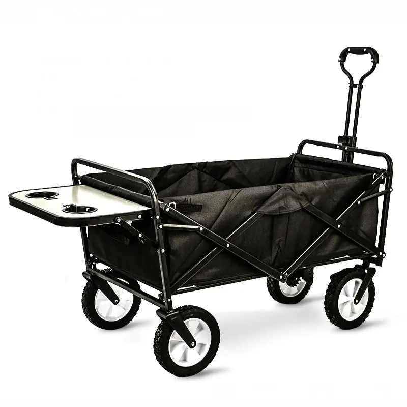 a4 Upgrade Household Portable Shopping Cart with Table, Steel Frame Outdoor Camping Cart, Folding Utility Wagon with Side Table - Цвет: a4