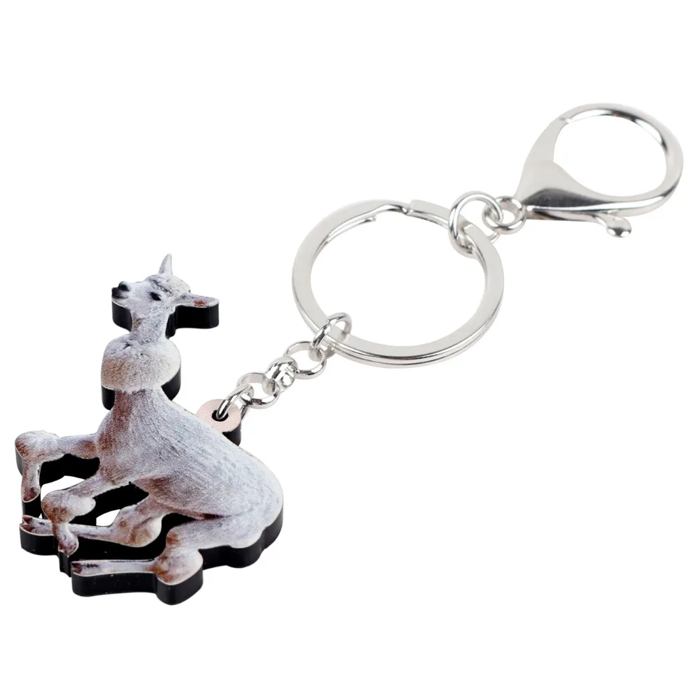 Bonsny Acrylic South America Jumping Alpaca Key Chain Keychain Ring Holder Novelty Animal Jewelry For Women Girls Bag Charms New | Украшения