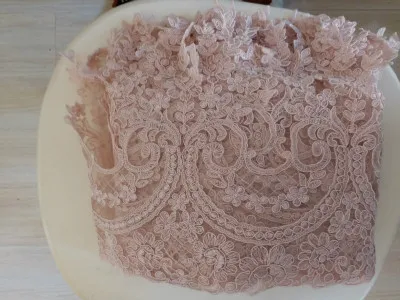 Черные/белые европейские Вышивка свадебная фата, отделка кружевом ручной работы DIY материалы кружевной ткани Декор Аксессуары Ширина 24 см 3Yds/лот - Цвет: Pale pink 3yards