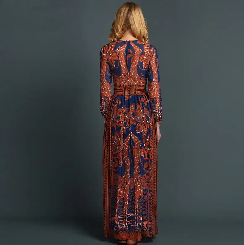 Модное длинное шифоновое платье Лидер продаж в английском стиле с длинными