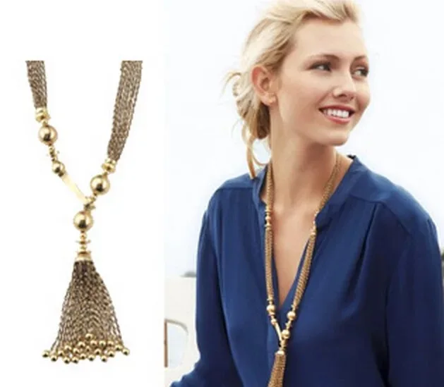 Женское ожерелье с подвеской длинное зимнее кисточкой модное ювелирное изделие