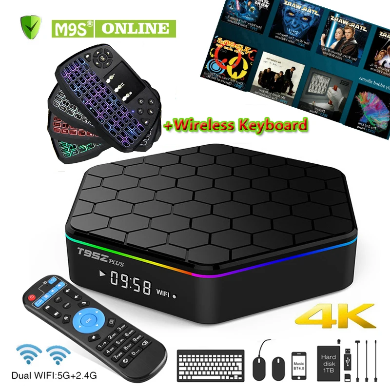 T95Z PLUS Android 7 1 ТВ приставка Amlogic S912 Восьмиядерный 2G 16G 2 4G 5G WiFi Bluetooth KD17.3 медиаплеер A3 с