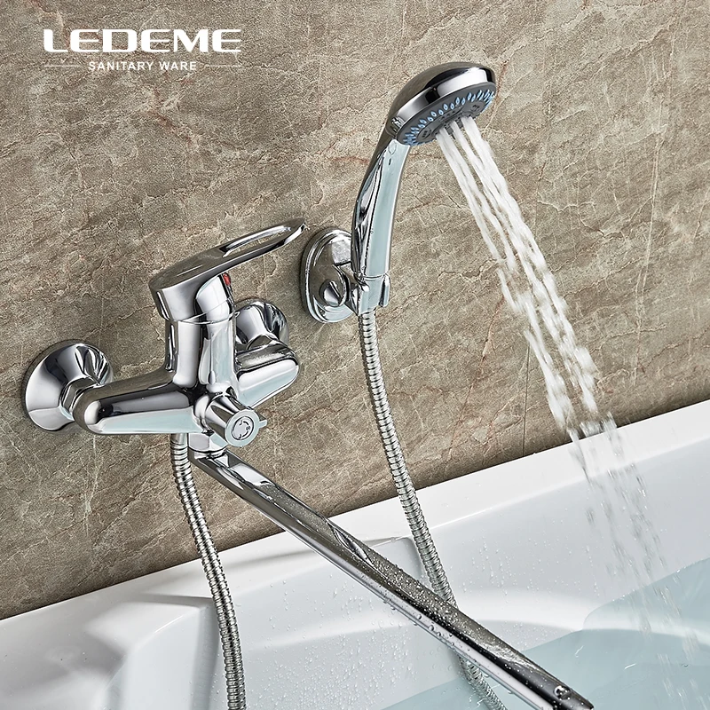 LEDEME Длинный Носик для ванной комнаты смеситель душа латунный душ тела с 5