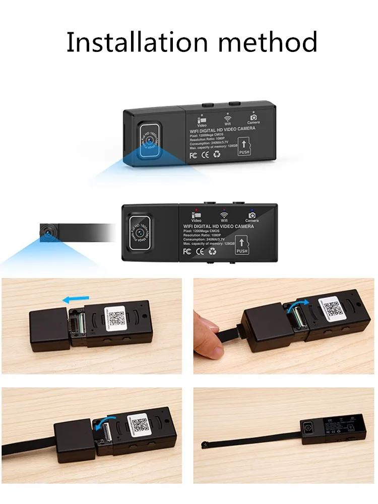 Full HD 1080P Мини Wifi камера с двойным объективом, беспроводной пульт дистанционного управления, мини видеокамера, видео регистратор, TF карта для IOS, Android, Windows