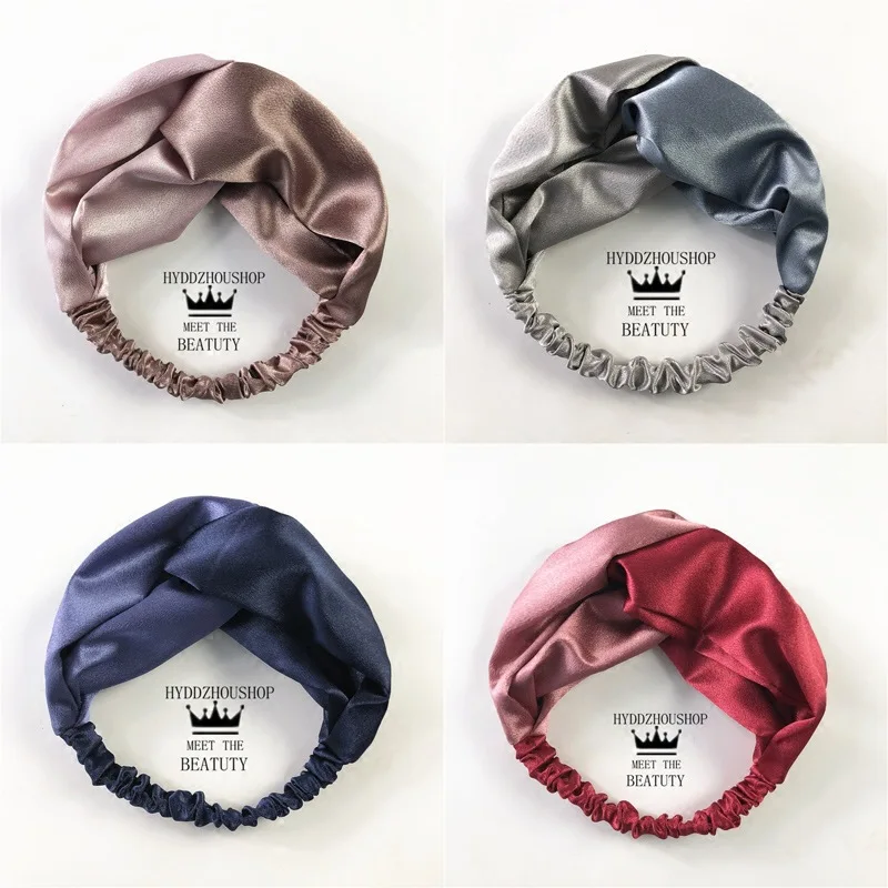 

New Silk rayon Cross knot Turban Headbands Women Elastic Hairbands Headwrap Bandanas Girls Hair Head Bands Accessories Headdress