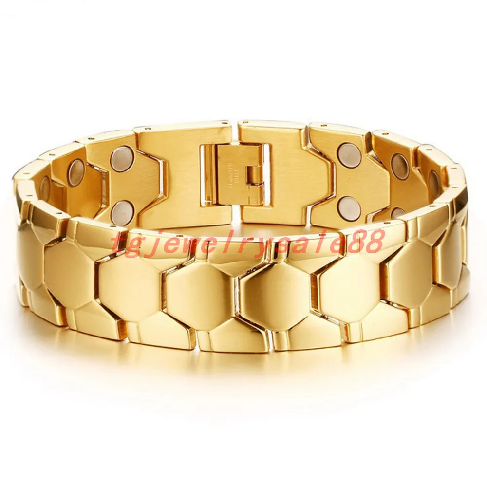 Идеальный золотой браслет из нержавеющей стали с магнитом для здоровья в стиле