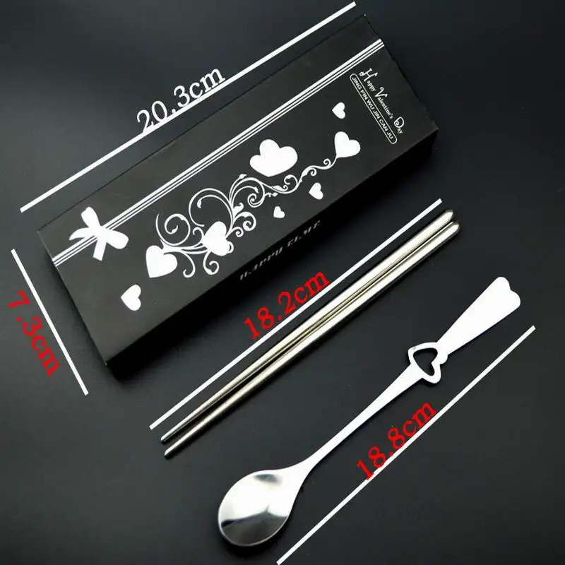 Free shipping 150Sets Wedding Favors Gifts Stainless-Steel Spoon and Chopsticks Set with Gift box packing | Дом и сад