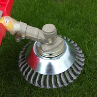 rounded lawn mower weed brush lawn mower wheel grout steel wire grass twisted accessories weed brush polishing bowl type trimmer