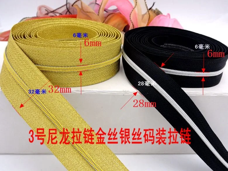 Маленький размер молния нейлон 3 # сделай сам материал ручной работы/золотые