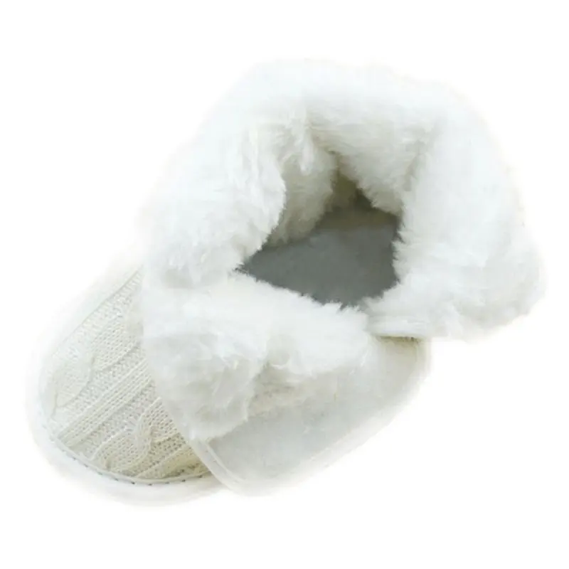 

Baby Girl Boy Snow Boots Knit Bowknot Faux Fleece Soft Sole Kids Woolen Yam Knit Fur 3-18 Months