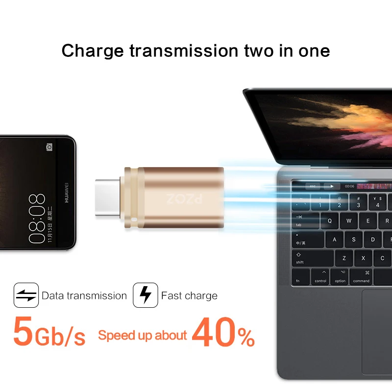 PZOZ адаптер типа otg-c 3,0 otg micro usb 3,0 зарядный преобразователь данных Тип c microusb Тип usbc для samsung one plus 6 android