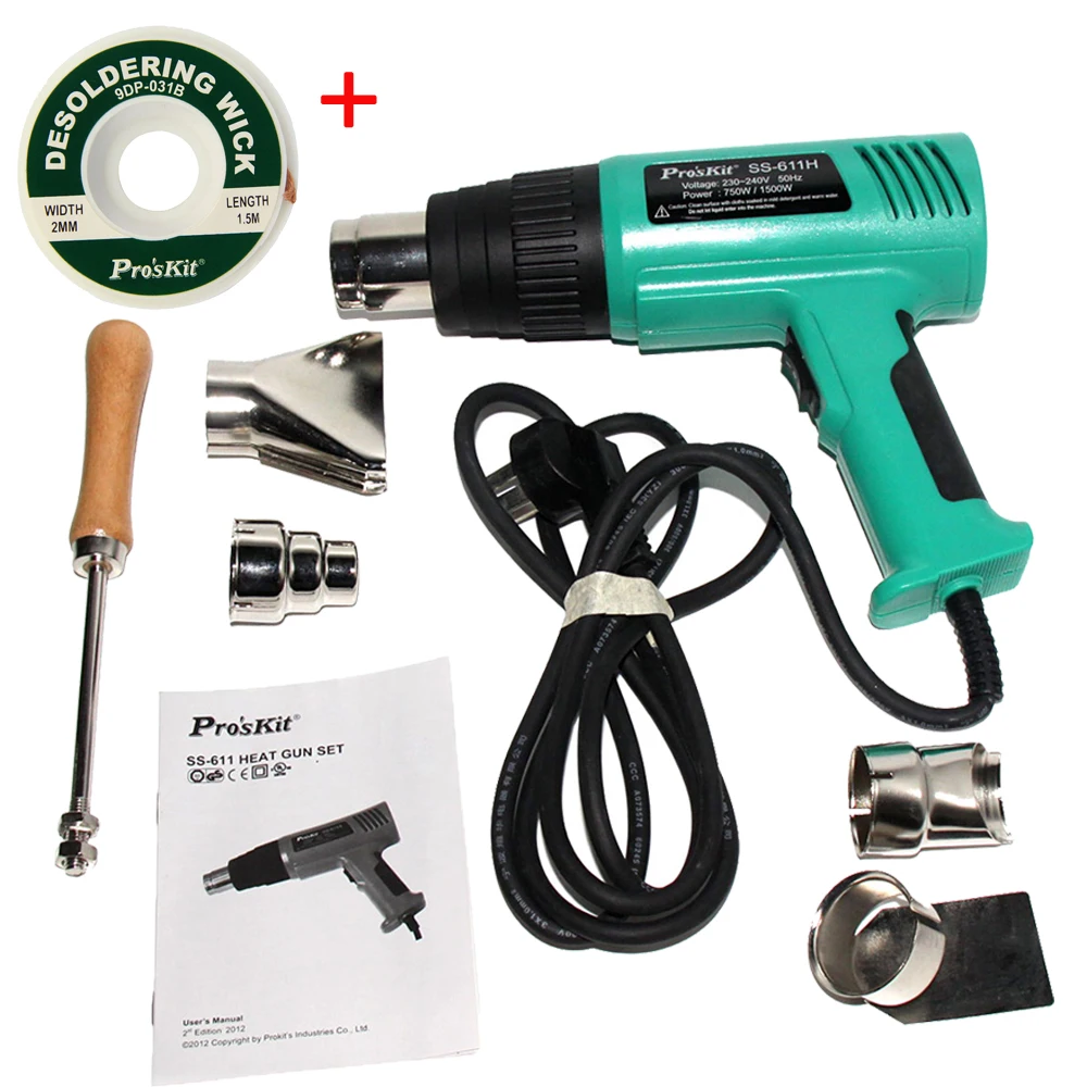 Бесплатная доставка pro'skit ss 611h Электрический Термовоздуходувы 240 В/1500 Вт фена