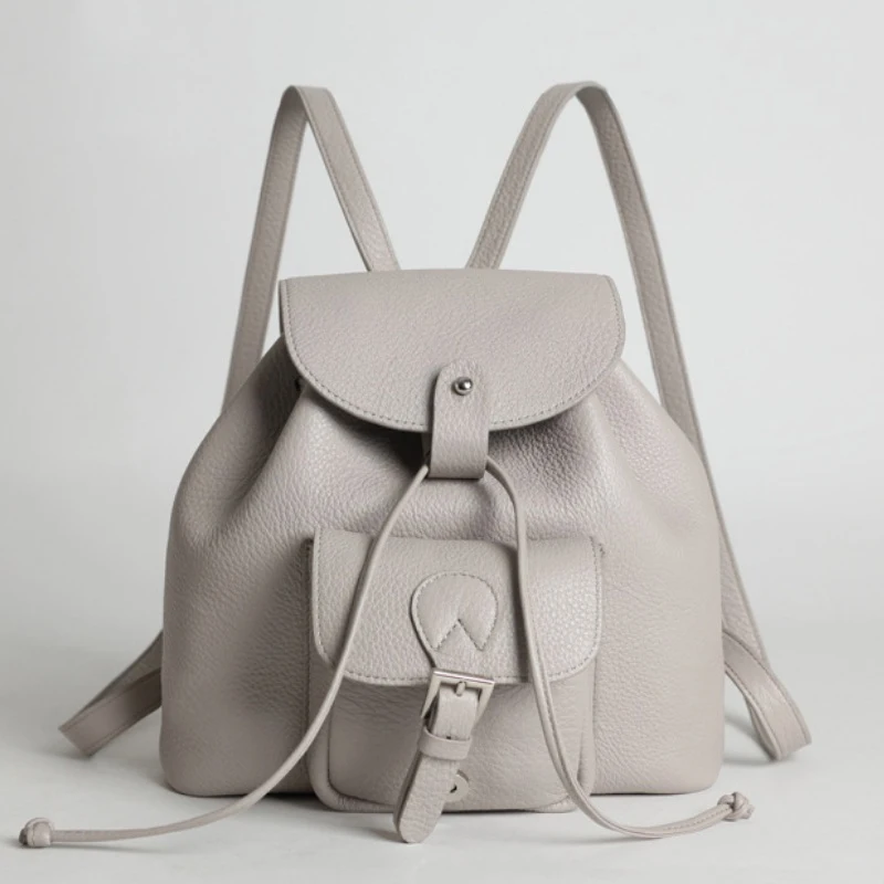 Натуральная кожа Дамский рюкзак со стягивающим шнуром для девочек мини Колледж