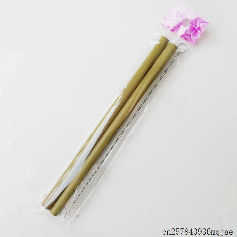 100 наборов бамбуковая Питьевая соломинка с чистыми щетками многоразовые