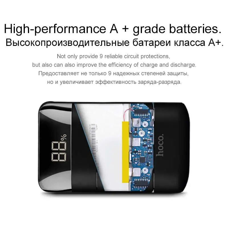 HOCO 10000 мАч запасные аккумуляторы для телефонов Мини Dual USB светодио дный