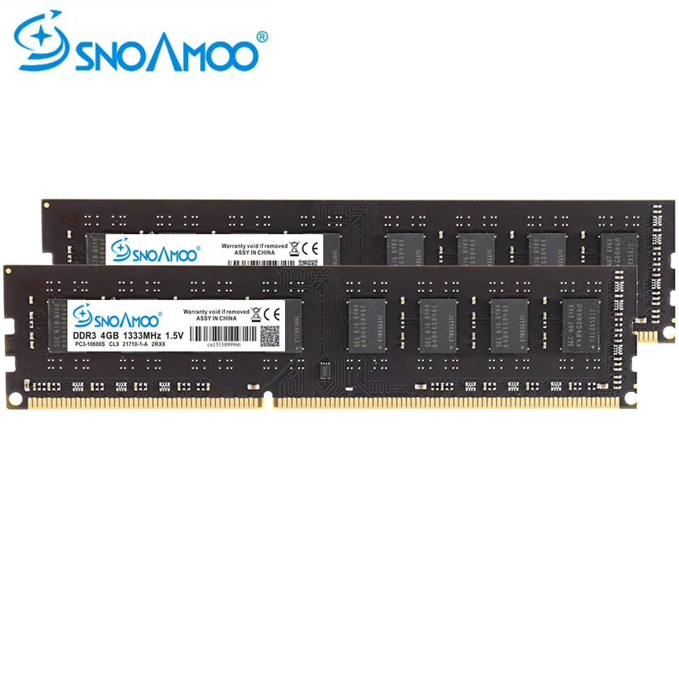 Память для настольного ПК SNOAMOO DDR3 ОЗУ 4 Гб 1333 МГц PC3 10600S 240 pin 2 1600 DIMM Intel компьютера