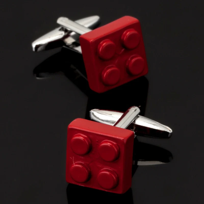 

Бесплатная доставка, новые модные мужские запонки для рубашек, красные запонки для строительных блоков, эксклюзивный дизайнер пуговиц для ...