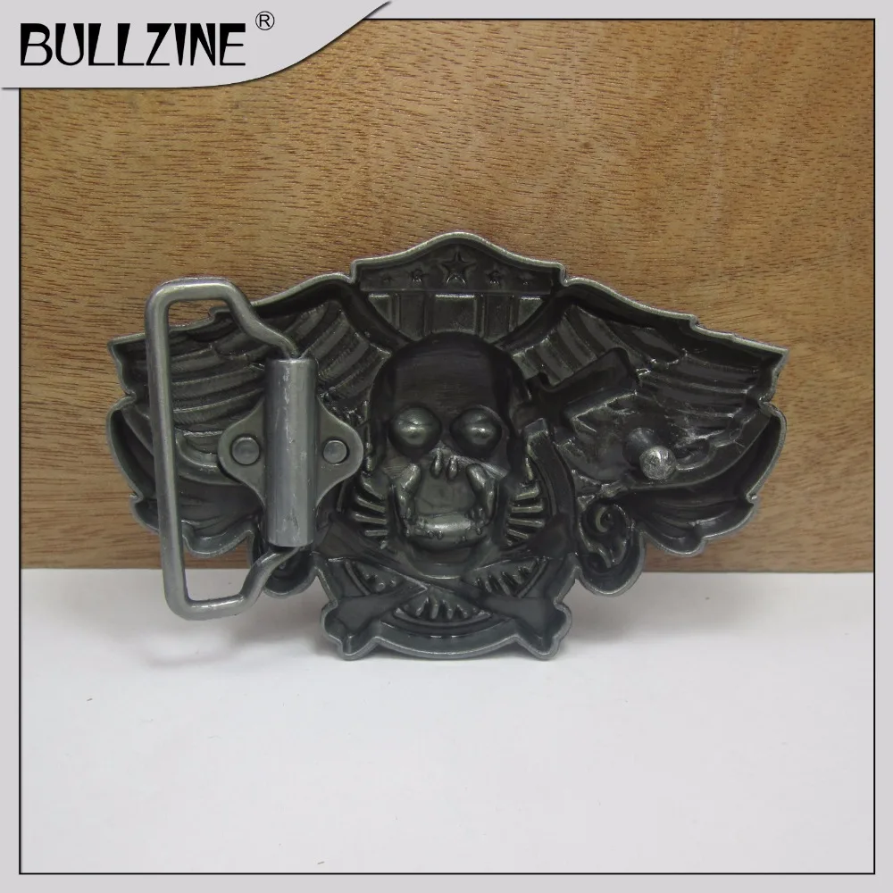 В Bullzine череп пряжки ремня с оловянной отделкой и цвет эмаль FP 03144 подходит для