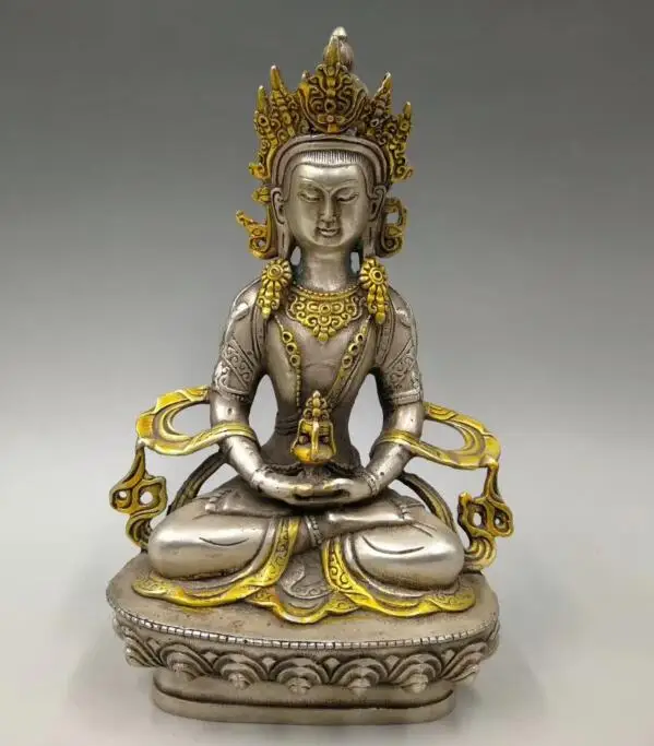 Collect archaize white copper handicraft king kong Buddha statue | Дом и сад