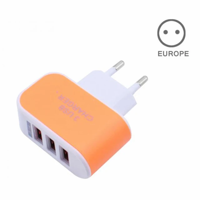 EU-Orange Зарядное устройство EU/US с 3 портами USB зарядное устройство для путешествий AC зарядное устройство s адаптер для путешествий аксессуары - Цвет: EU-Orange
