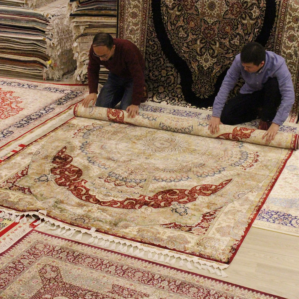 Yilong 6 'x9. 3' медальон Handknotted Шелковый персидский ковер домашний интерьер