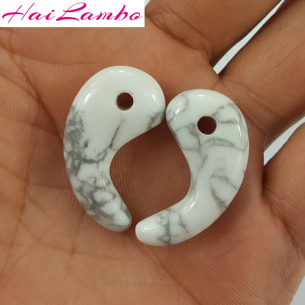 

5pcs HaiLambo Charms Howlite Stone Carved Magatama Pendant Comma Bead Classic Lucky Jewelry Amulet Pendant Bead for Gift GY13#