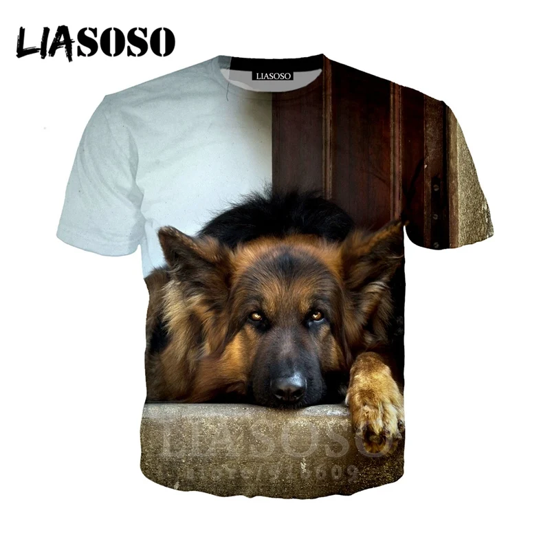 Anime 3d print t shirt Men Women top homme Harajuku t-shirt Shepherd Dog new animal shirts Short sleeve punk tshirt E545 | Мужская