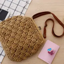 Сумка на плечо с бронзовой пряжкой в стиле ретро|beach bag|woven bagmessenger