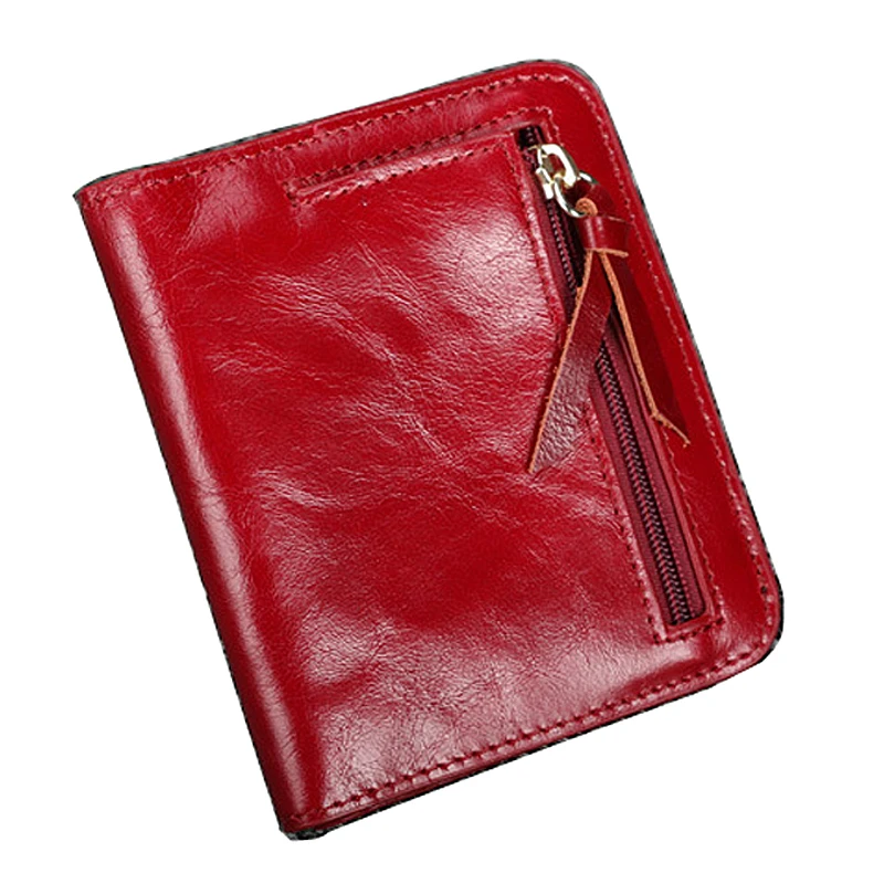 

Bright Oil Style Genuine Leather Zipper Penny Package Small Change Restore Ancient Ways Hasp Women's 4 Colors Card Holder Wallet