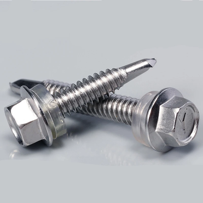 100 шт. 304 нержавеющая сталь Шестигранная дрель хвоста саморезы шурупы phillips винт M5.5