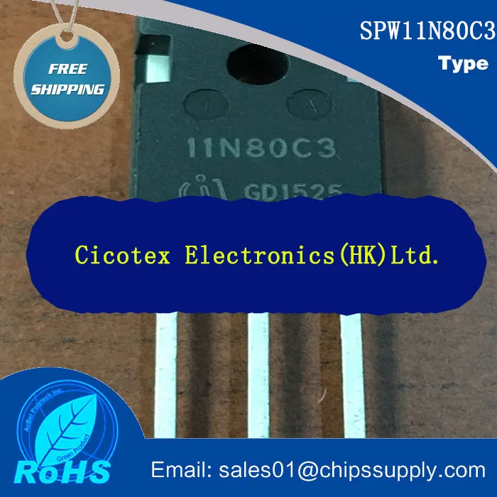 

5 шт./лот SPW11N80C3 800V11A TO247 MOSFET N-CH 800V 11A TO-247