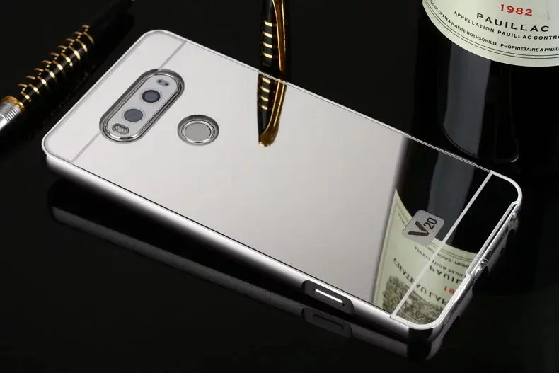 Silver Роскошные Зеркало из розового золота чехол для LG V10 аллюминиевый металлический каркас чехол для LG V20 - Цвет: Silver