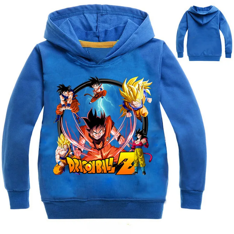 Синий Детская футболка для мальчиков Драконий жемчуг, Z Goku, толстовки с длинными рукавами и свитшоты, одежда, пальто футболка для детей, одежда для мальчиков и девочек - Цвет: Синий