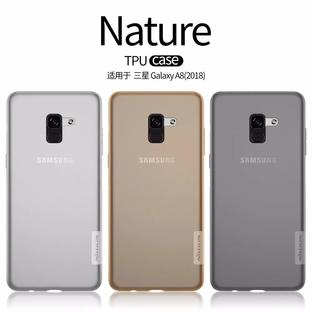Мягкий ТПУ чехол NILLKIN Nature для Samsung A8 2018 / Plus прозрачный с розничной упаковкой |