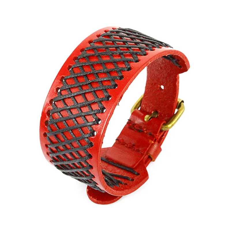 Регулируемый браслет в стиле панк-рок мужской из натуральной коровьей кожи на