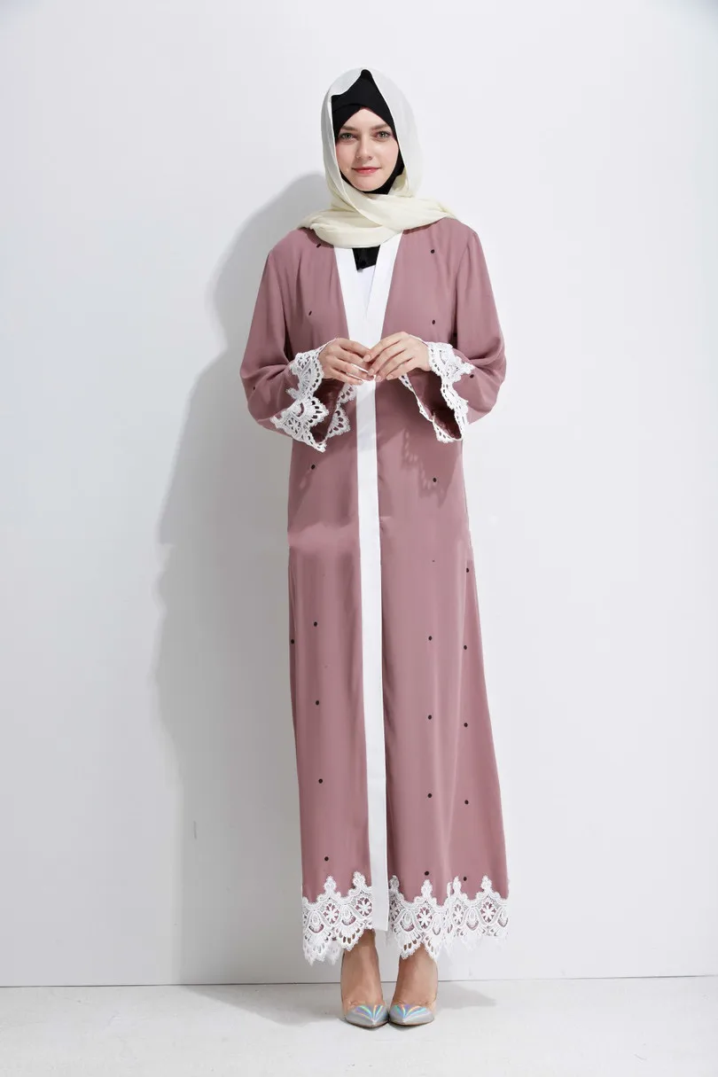 2018 Новый взрослый Повседневное КРУЖЕВНОЙ ХАЛАТ мусульманин турецкий Дубайская