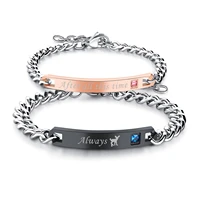 boniskiss couple bracelets charm jewelry for valentines day elegant engrave stainless steel bangles lovers bijoux bangles