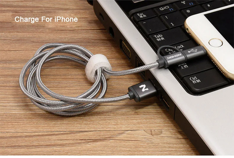 NOHON 2 в 1 Micro USB кабель 8pin USB кабель для зарядного устройства для iPhone 8 7 6 6S Plus 5S iOS 10 9 samsung LG htc Кабели USB для мобильных телефонов